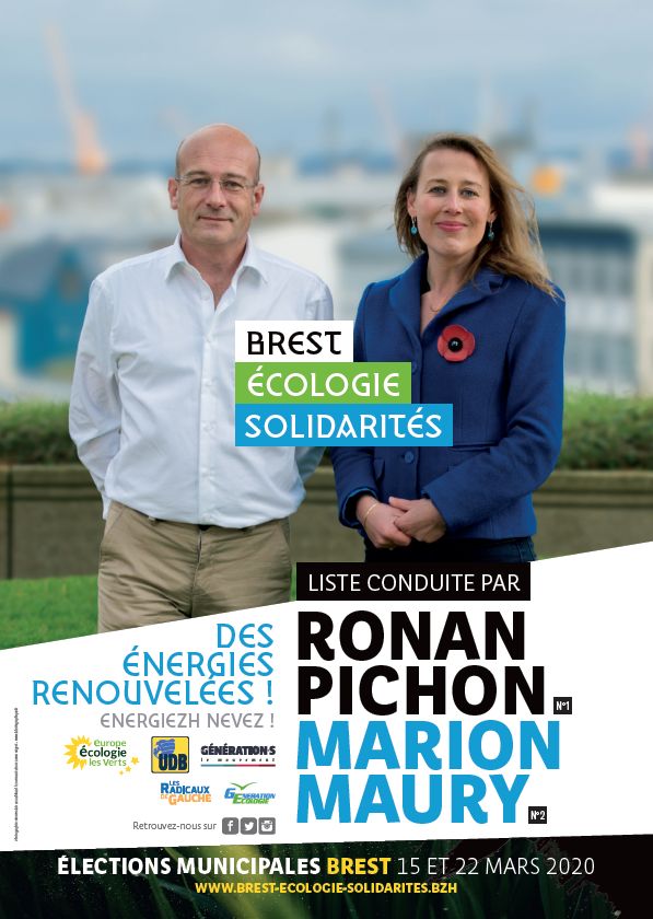Affiche Brest écologie solidarité Ronan Pichon Marion Maury municipales 2020